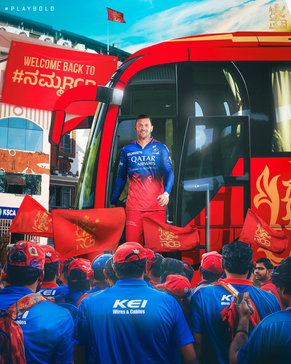 RCBTweets's tweet photo. How’s the Josh? As huge as it can get as The Oz speedster is back where he belongs!

He's not just good, he's damn good and Hazlewood is #NowARoyalChallenger🤩

#PlayBold #ನಮ್ಮRCB #IPLAuction #BidForBold #IPL2025 https://t.co/NmWZeQSYDQ