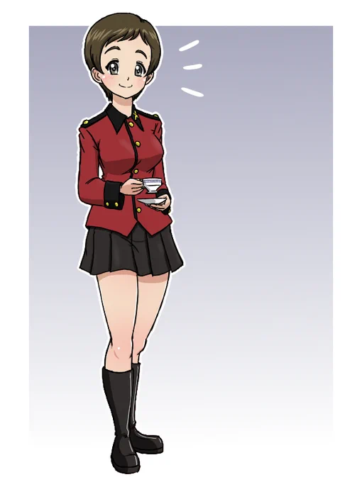 #週末ガルパンお絵描き120分一本勝負20241124#週末ガルパンお絵描き120分一本勝負 お題「黒森峰女学園」から小島エミちゃんですエマちゃんに続きとりかえっこ作戦してみました 