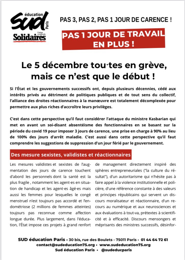 sudeducparis's tweet photo. 🔴 Le 5 décembre tou·tes en grève, mais ce n’est que le début ! ✊ #greve5decembre 

https://t.co/8sSs2d7kf2·tes-en-greve-mais-ce-nest-que-le-debut/ https://t.co/7eQgNS2zC1