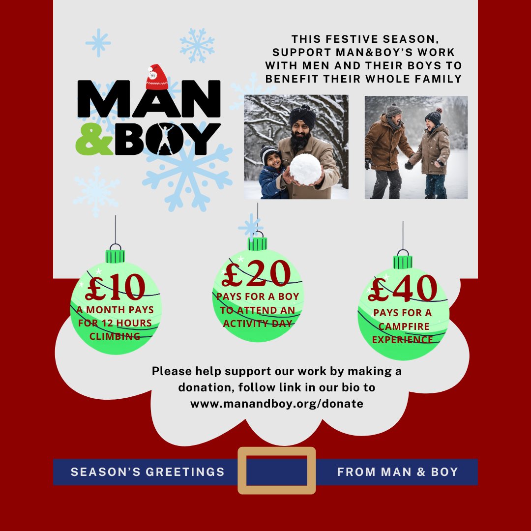 Spread some festive cheer and support MAN&amp;BOY with a donation, head to manandboy.org/donate to help us support men and their boys
