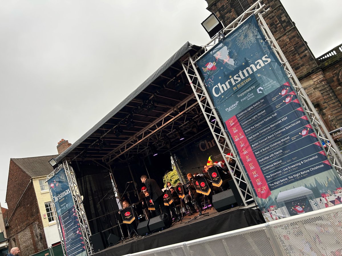 The Burton Christmas Lights Switch On are GO, with Burton Concert Band opening the stage show! Make sure you join us for more music &amp; entertainment, ahead of the lights switch on &amp; fireworks at 5pm. 🎆  

#ChristmasInBurton
#DiscoverEastStaffs