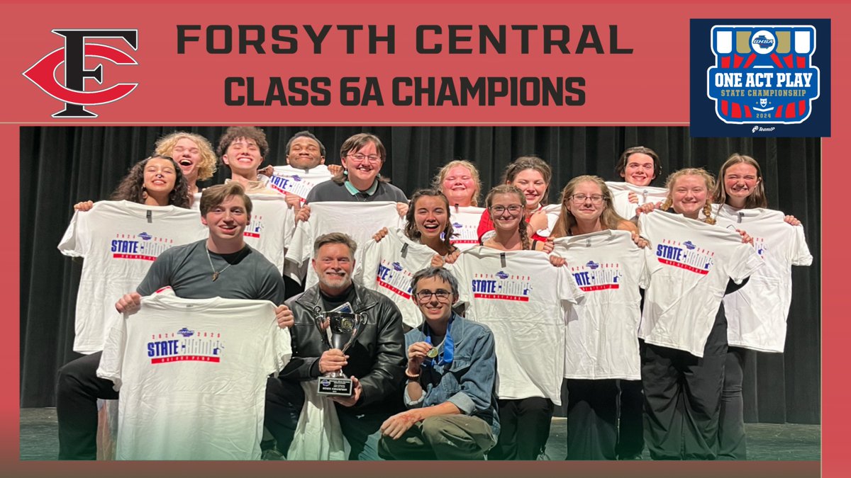 OfficialGHSA's tweet photo. Congratulations #ForsythCentral . The Bulldogs are 6A One Act Play State Champions! 🏆 🎭 @ForsythCHS https://t.co/n4IY2EuPpa