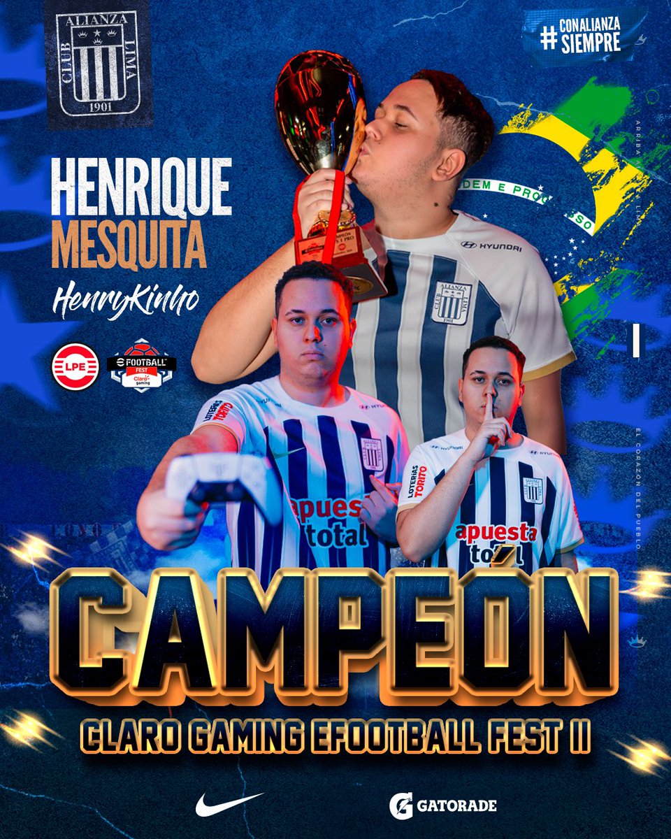 ¡𝗖𝗔𝗠𝗣𝗘𝗢́𝗡 𝟭 𝗩𝗦 𝟭 𝗣𝗥𝗢! 🏆🎮

Henrique “HenrykinhO” Mesquita 🇧🇷 se corona campeón en la modalidad 1 vs 1 PRO de la ClaroGaming eFootball Fest II tras vencer a JhonaKRA de Universitario eSports por penales. 💪🏽

¡Enhorabuena, blanquiazul! 💜

#Gamers 
#ConAlianzaSiempre