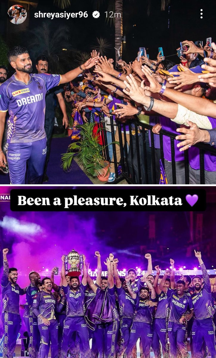 CricCrazyJohns's tweet photo. Instagram story of Captain Shreyas Iyer ⚡ https://t.co/8doo53wPi4
