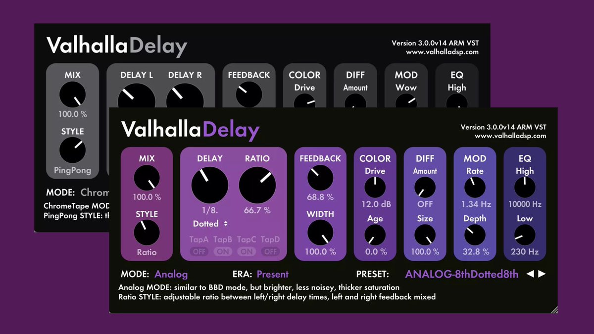 ValhallaDelay 3.0, free update takes you on a vintage delay journey: synthanatomy.com/2024/11/valhal… 
#valhalladelay #valhalladsp #effects #vstplugin #musicproduction #musicproducer #synthanatomy