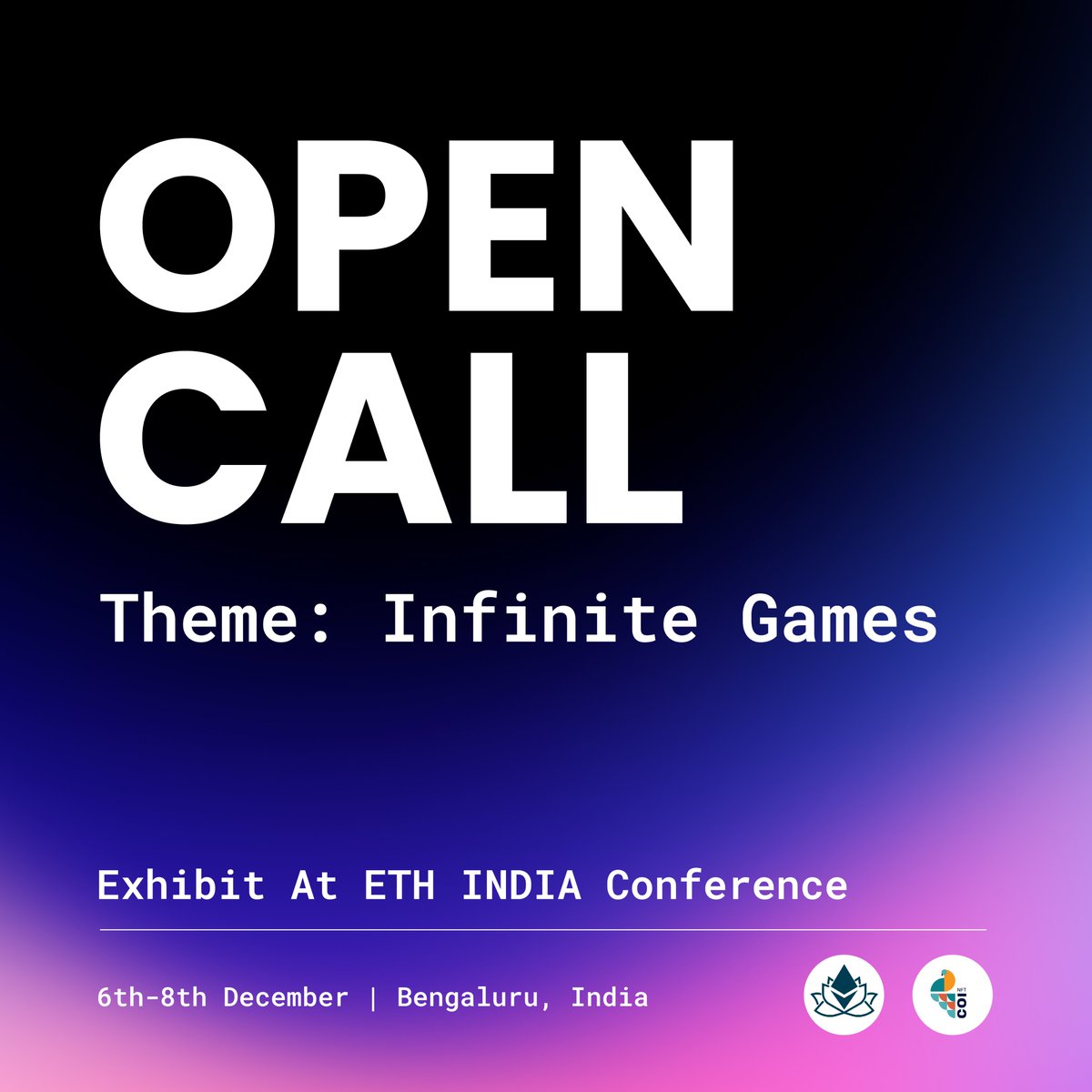 COI NFT (@coi_nft) on Twitter photo 🚨Open Call for Artists: “Infinite Games” – A Global Showcase at <a href="/ETHIndiaco/">ETHIndia 🎲</a> 2024 🚨
Colors of India NFT x Eth India 2024 invite artists worldwide to submit works exploring ‘Infinite Games’—games in which the goal isn’t to win but to keep playing.
How can this philosophy 🚨Open Call for Artists: “Infinite Games” – A Global Showcase at <a href="/ETHIndiaco/">ETHIndia 🎲</a> 2024 🚨
Colors of India NFT x Eth India 2024 invite artists worldwide to submit works exploring ‘Infinite Games’—games in which the goal isn’t to win but to keep playing.
How can this philosophy