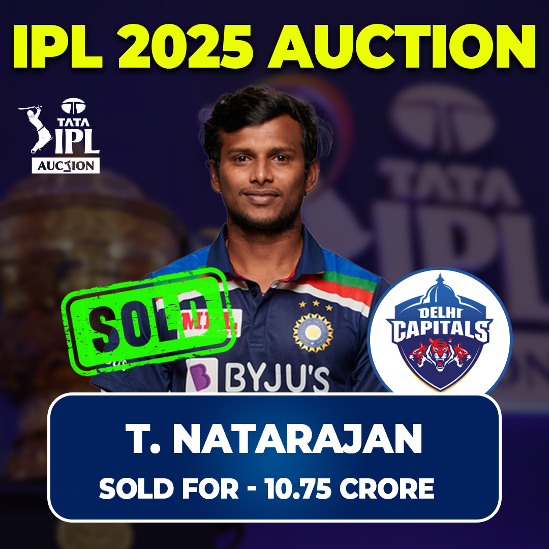 vilayaattu's tweet photo. IPL 2025 AUCTION | T. Natarajan Sold For - 10.75 Crore #allinallsportz @DelhiCapitals
#iplaction2025 #tataiplauction #iplaction #iplliveupdates #iplmegaauction2025 #sportsnews https://t.co/8ov2g1WzHa
