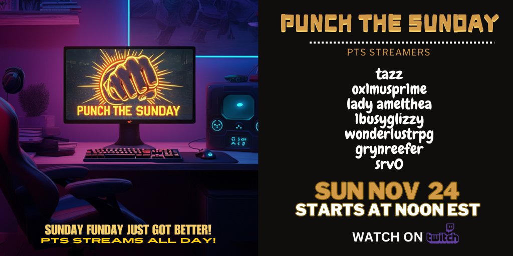 sun_punch's tweet photo. Good morning 🌞 happy SUNday
Come check us out live today @IMTA77 @ox1muspr1me  @LadyAmelthea @WonderlustRPG @1busyglizzy @GrynReefer @s https://t.co/QXQvA5GqXB