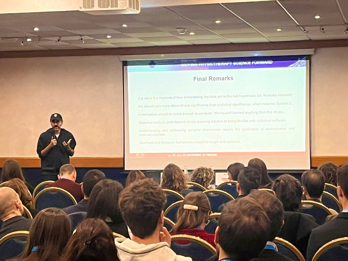 “Beyond P-value”: opening the parallel session dedicated to PhD projects of <a href="/AIFI_nazionale/">AIFI</a> 

Citing Maxwell, p-values as a measure of how embarrassing the data are to the null hypothesis. 

#education #conference #physiotherapy