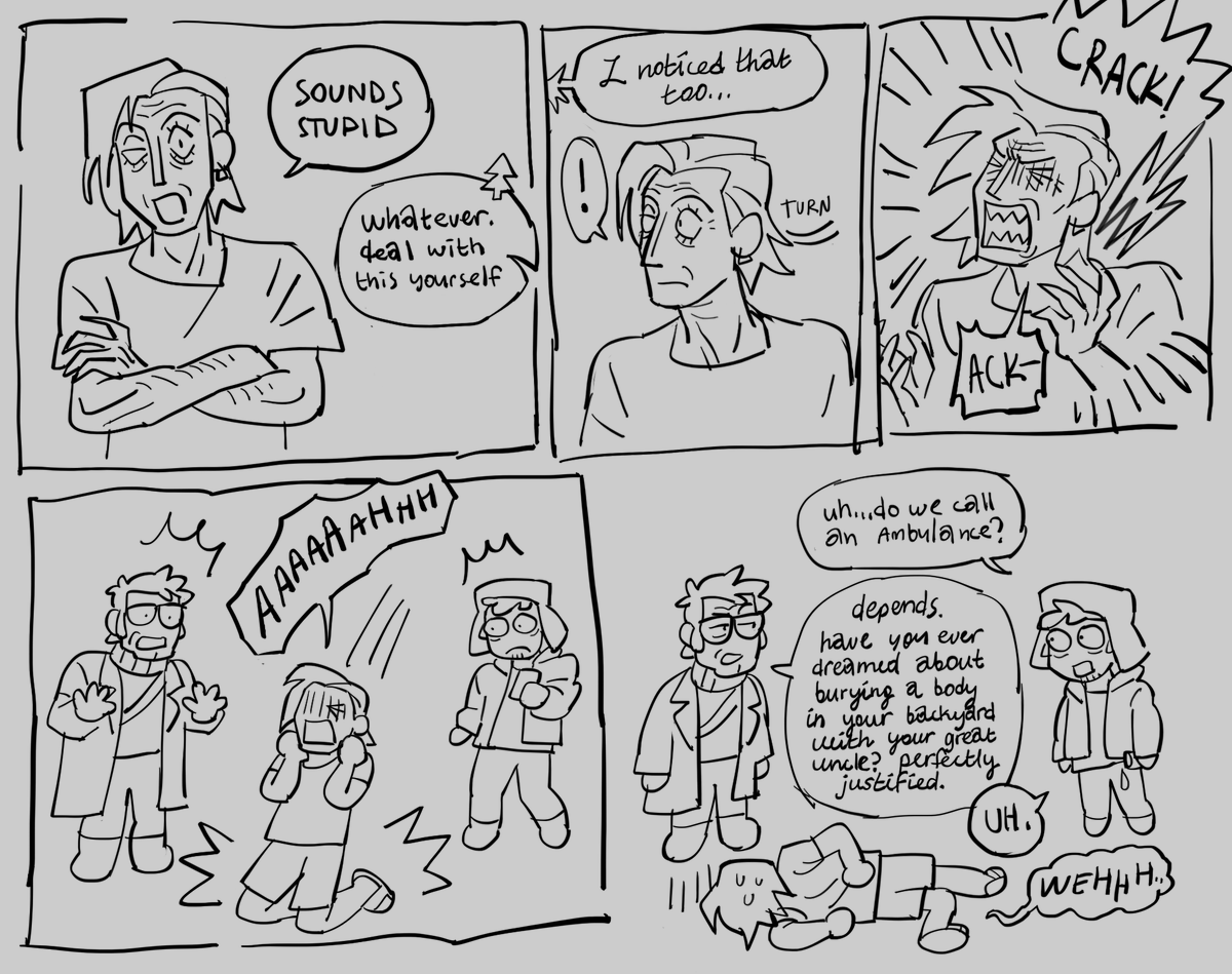 stupid comic about how (handyman AU) Bill breaks his neck and fucking dies 