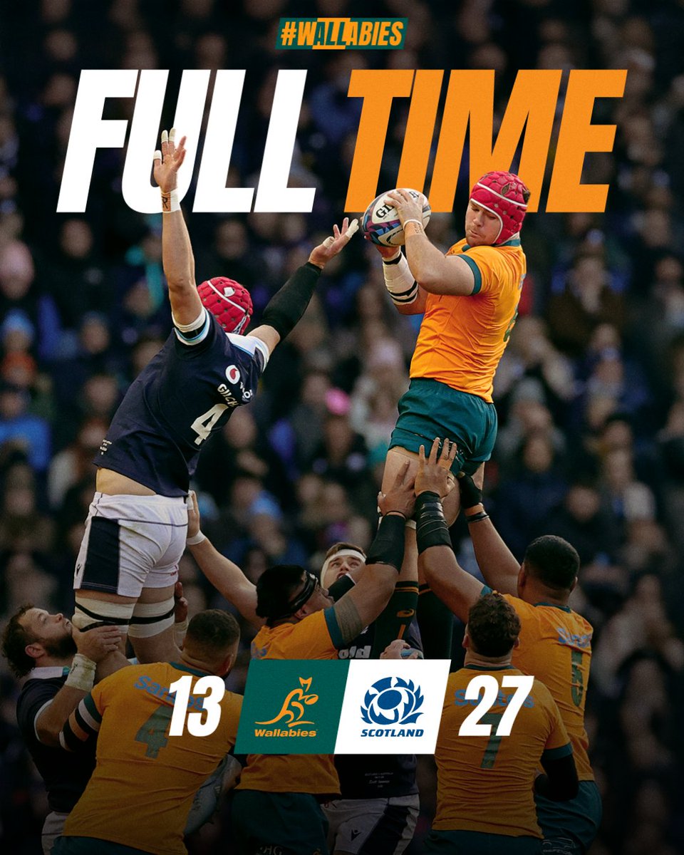 wallabies's tweet photo. Defeat at Murrayfield.
Thanks for hosting us, @Scotlandteam 🤝
#Wallabies #SCOvAUS https://t.co/N6uYprwWLM