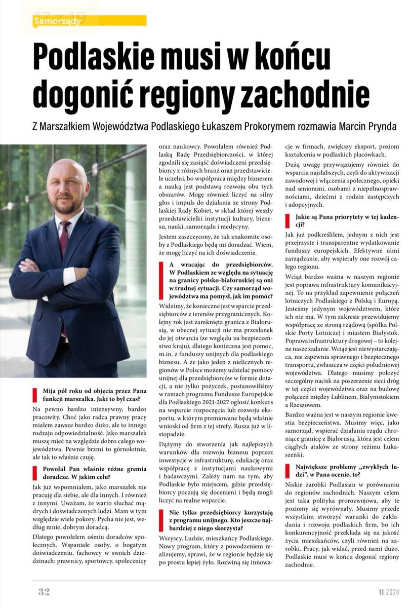 Łukasz Prokorym (@lukaszprokorym) on Twitter photo 📰 O priorytetach w obecnej kadencji zarządu województwa, wsparciu podlaskich przedsiębiorców, Podlaskiej Radzie Kobiet oraz Radzie Przedsiębiorczości rozmawialiśmy wraz z redaktorem Marcinem Pryndą w wywiadzie dla Kapitał Polski. Zapraszam do przeczytania ⬇️ 📰 O priorytetach w obecnej kadencji zarządu województwa, wsparciu podlaskich przedsiębiorców, Podlaskiej Radzie Kobiet oraz Radzie Przedsiębiorczości rozmawialiśmy wraz z redaktorem Marcinem Pryndą w wywiadzie dla Kapitał Polski. Zapraszam do przeczytania ⬇️