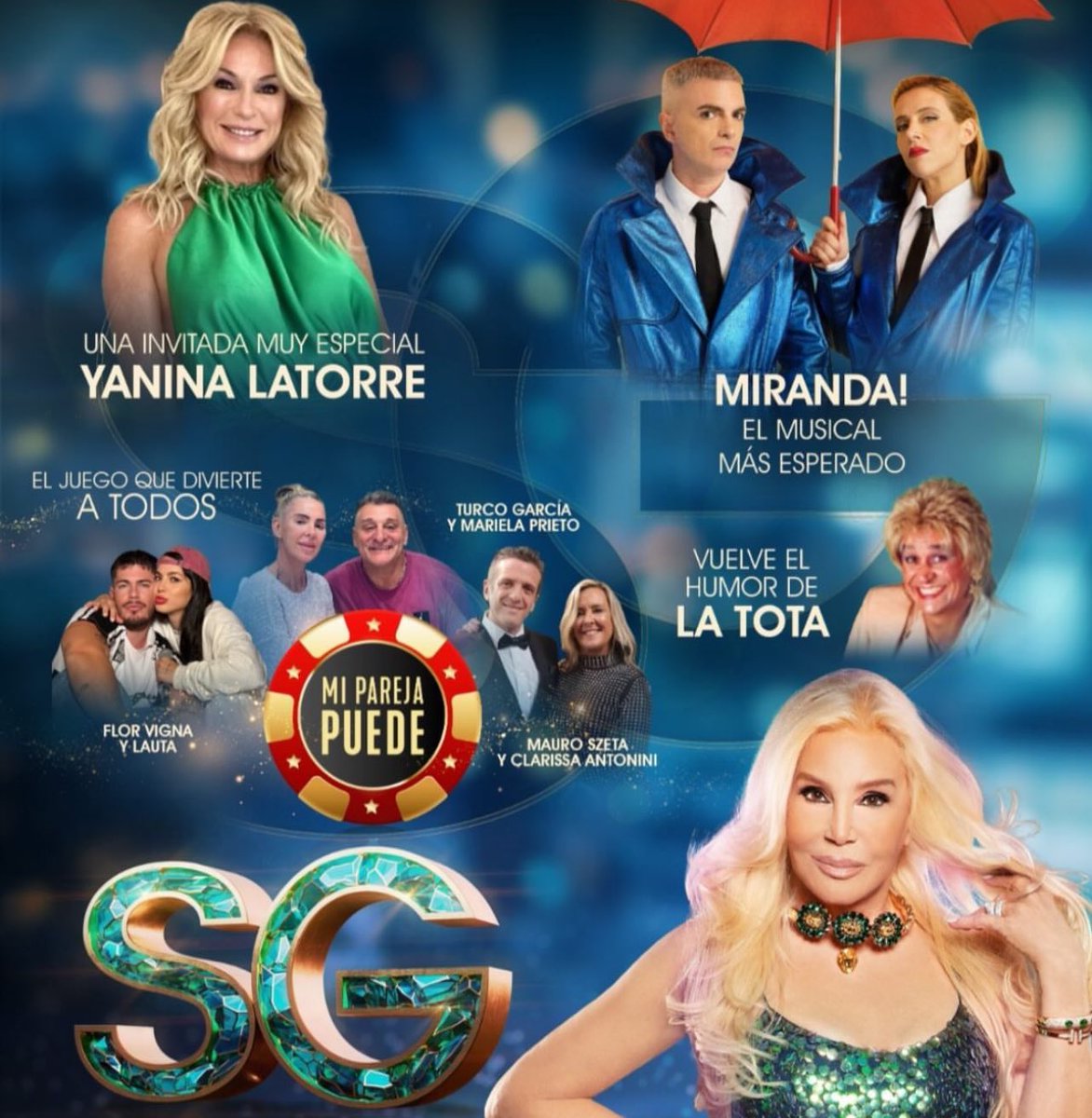 Hoy 22 Hs 
Susana Giménez ⭐️ 
🔹 Entrevista Yanina Latorre con su Familia 
🔹 Musical Miranda 
🔹 Mi Pareja Puede 
🔹 Vuelve Miguel del Sel con La Tota 
Lo vas a ver ?