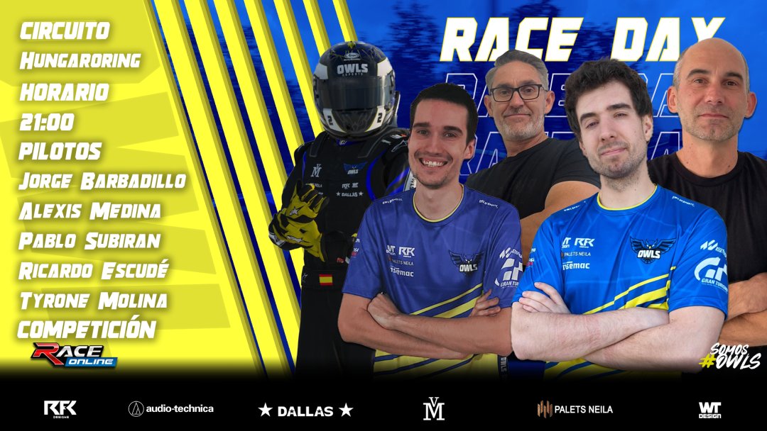 OWLS eSports 🦉🇪🇦 (@owlsesports_) on Twitter photo 5 pilotos ? 😵💫
Soltamos a 5 mosqueteros para conquistar la multicategoria de <a href="/inforaceonline/">Race-Online</a> 🏆
Está noche a las 21:00h
Toca darlo todo para estar en lo más alto 😈
Nos llevamos un pleno? 🤔
L'ets Go 🦉💙
#somosowls #familia 5 pilotos ? 😵💫
Soltamos a 5 mosqueteros para conquistar la multicategoria de <a href="/inforaceonline/">Race-Online</a> 🏆
Está noche a las 21:00h
Toca darlo todo para estar en lo más alto 😈
Nos llevamos un pleno? 🤔
L'ets Go 🦉💙
#somosowls #familia
