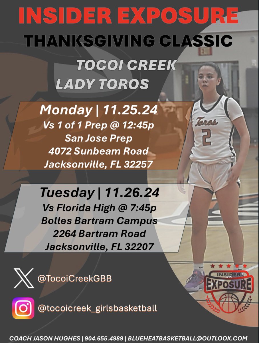 Gabrielle Iturralde (@gabriellei2027) on Twitter photo Looking forward to the <a href="/InsiderExposure/">InsiderExposure</a> Thanksgiving Classic!
<a href="/TocoiCreekGBB/">Tocoi Creek Lady Toros</a>
<a href="/TocoiCreek/">Tocoi Creek High School</a>
<a href="/1toroathletics/">One Toro Athletics</a>
<a href="/DuvalElite/">DuvalElite</a>
<a href="/Repsonreps__/">RepsOnReps ™️</a>
<a href="/PGHFlorida/">Prep Girls Hoops Florida</a>
<a href="/SUTSReport/">SUTS Report</a>
<a href="/SAthletesLBB/">Sleeper Athletes Ladies Basketball</a>
<a href="/MMBR_CoachGBell/">Major Movez Basketball Review #MMBR</a> Looking forward to the <a href="/InsiderExposure/">InsiderExposure</a> Thanksgiving Classic!
<a href="/TocoiCreekGBB/">Tocoi Creek Lady Toros</a>
<a href="/TocoiCreek/">Tocoi Creek High School</a>
<a href="/1toroathletics/">One Toro Athletics</a>
<a href="/DuvalElite/">DuvalElite</a>
<a href="/Repsonreps__/">RepsOnReps ™️</a>
<a href="/PGHFlorida/">Prep Girls Hoops Florida</a>
<a href="/SUTSReport/">SUTS Report</a>
<a href="/SAthletesLBB/">Sleeper Athletes Ladies Basketball</a>
<a href="/MMBR_CoachGBell/">Major Movez Basketball Review #MMBR</a>