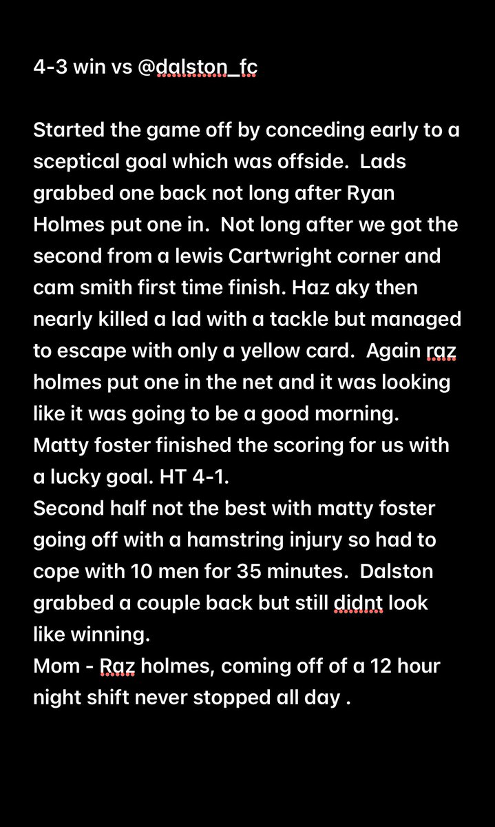 Jovial Sailor FC (@fcjovial) on Twitter photo 4-3 win vs <a href="/Dalston_FC/">Dalston F.C</a>
10 men majority of second half lads stuck in and got a result. Also if anyone finds Ben Thompsons first touch please fetch it back. 4-3 win vs <a href="/Dalston_FC/">Dalston F.C</a>
10 men majority of second half lads stuck in and got a result. Also if anyone finds Ben Thompsons first touch please fetch it back.