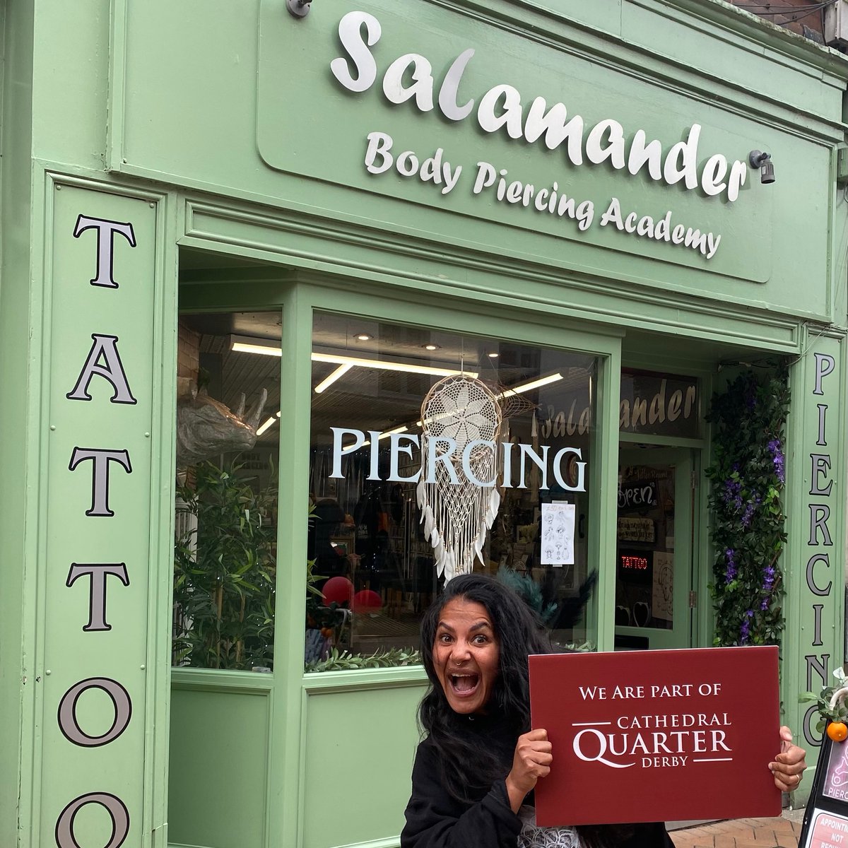 On December 7th, let's come together for Small Business Saturday.
Whether you’re looking for a unique tattoo or a piercing that expresses your individuality, Salamander on Sadler Gate has you covered. Their talented artists are ready to bring your creative visions to life! 💉💎