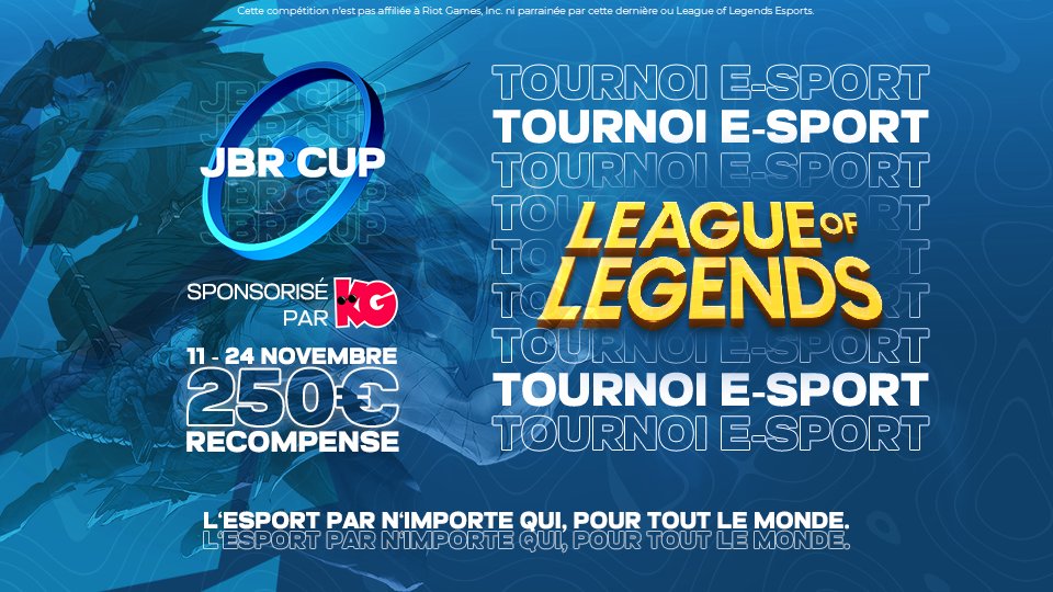 En direct sur notre Twitch 🎬
📣 FINALE #LeagueOfLegends 

JBR CUP : Team BDG 🆚 BBG

17h : Pré-show
18h : début du tournoi en BO5

twitch.tv/kaiostreaming

Venez soutenir nos compétiteurs ! 
Que le meilleur gagne 🥊