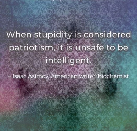 MaverickAnxiety's tweet image. "Let's not confuse blind loyalty with true patriotism. In a world where intelligence is deemed unsafe, let's dare to be the ones who question, think, and speak up for what's right. #BeIntelligent #StandUp"
