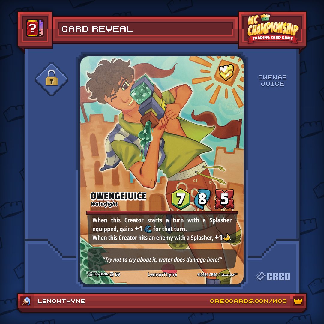 Preorders for the MCC TCG are open!

I’m so stoked that <a href="/creocards/">CREO</a> &amp; MCC allowed me to have WATERFIGHT theming! 

The cherry on top is that my wonderful fiancé <a href="/lemonthyne/">Luanne ➡️ lemonthyne.bsky.social</a> is the artist for all my cards!

Use my creator name when ordering to help support me btw :D 
(Link below!)