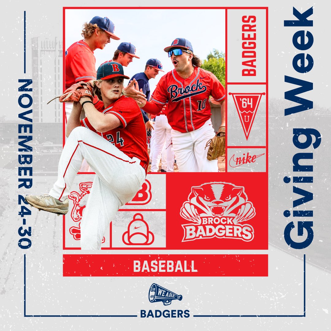brockbaseball's tweet photo. BADGERS GIVING WEEK

Alumni, fans, and supporters of Brock Men’s Baseball, please join us in driving the growth, development, and success of our Badgers.

Every dollar raised will directly support our team. Donate through the link below.

https://t.co/UxjRRxR8fI

#WeAreBadgers https://t.co/BPywdLAWZ5