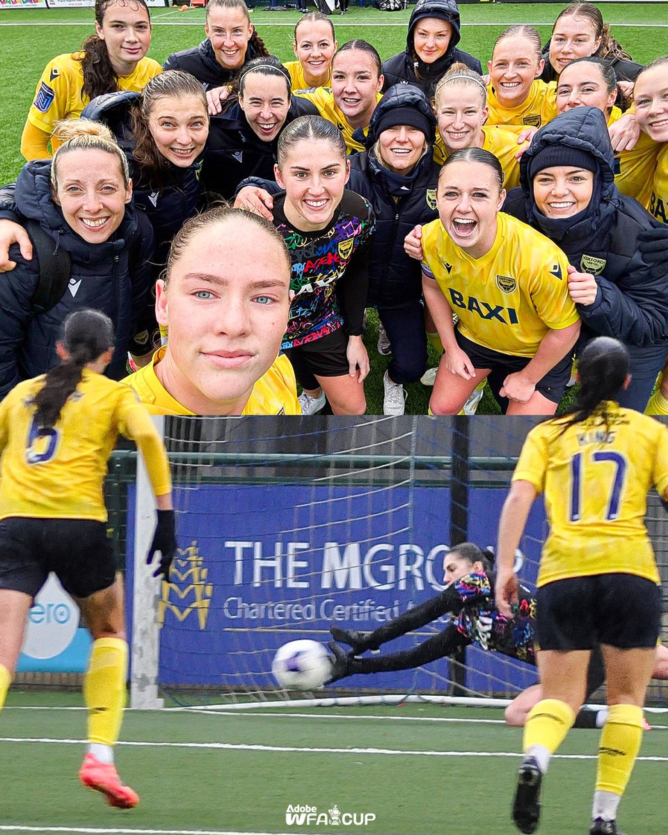 WomensFACup's tweet photo. Paris Sercombe saves a penalty to become the hero for @OfficialOUWFC! 🧤💛

#AdobeWomensFACup https://t.co/HtxfkKu5Zi