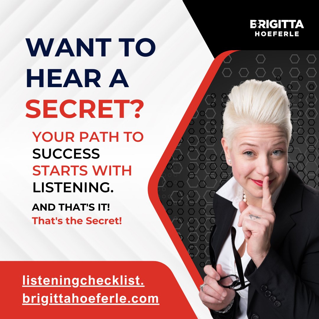 GittaHoeferle's tweet image. Great listeners create great relationships. And great relationships create great outcomes! The Listen to Relate Checklist! Watch your personal and professional life flourish!  
🔗 Success is yours: …steningchecklist.brigittahoeferle.com 🔗

 #NLPTools  #ProfessionalGrowth #ListeningMatters #NLP