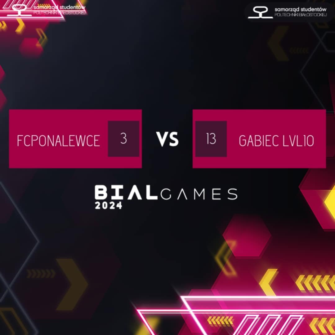BialGames2024's tweet photo. Pierwszy mecz dzisiejszego dnia za nami! GABIEC LVL 10 pokonuje FcPoNalewce 13:3! 🤩 https://t.co/VjyntZP0IS