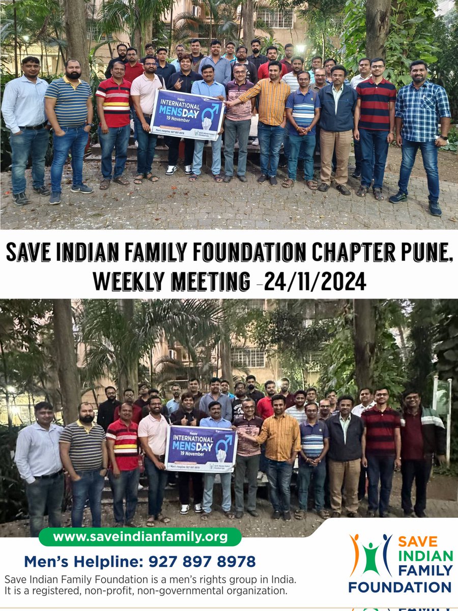 <a href="/realsiff/">SIFF - Save Indian Family Foundation</a> 𝐒𝐮𝐧𝐝𝐚𝐲 𝐀𝐜𝐭𝐢𝐯𝐢𝐭𝐢𝐞𝐬
𝐒𝐚𝐯𝐞 𝐈𝐧𝐝𝐢𝐚𝐧 𝐅𝐚𝐦𝐢𝐥𝐲 𝐅𝐨𝐮𝐧𝐝𝐚𝐭𝐢𝐨𝐧
𝐒𝐈𝐅𝐅 𝐀𝐜𝐭𝐢𝐯𝐢𝐬𝐦 &amp; 𝐏𝐞𝐫𝐬𝐨𝐧𝐚𝐥 𝐂𝐚𝐬𝐞 𝐃𝐢𝐬𝐜𝐮𝐬𝐬𝐢𝐨𝐧 24/11/2024 (𝐒𝐮𝐧𝐝𝐚𝐲) 𝐏𝐮𝐧𝐞, 𝐌𝐚𝐡𝐚𝐫𝐚𝐬𝐡𝐭𝐫𝐚.

#InternationalMensDay
#SIFFwithYou 
#MenToo 
#BroVote