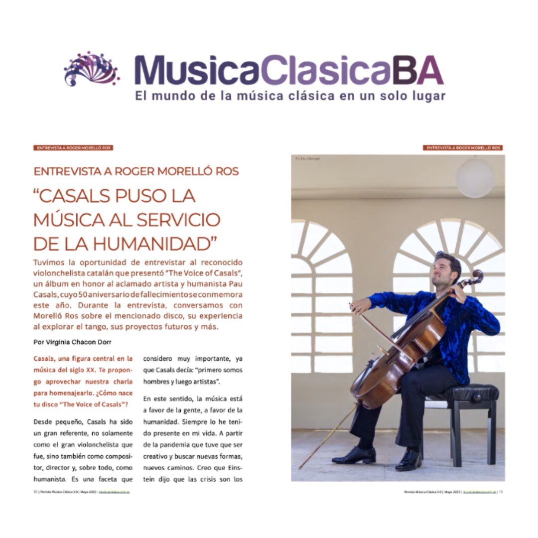 RogerMorellóRos (@rogermorelloros) on Twitter photo En <a href="/MusicaClasicaBA/">MusicaClasicaBA</a>, reflexiono sobre Pau Casals: su música, su humanidad y su mensaje de paz. 🎻🌍
🎶✨Descúbrelo en la entrevista.
musicaclasica.com.ar/revista/revist….
#TheVoiceOfCasals #music #PauCasals #cello #musica #entrevista En <a href="/MusicaClasicaBA/">MusicaClasicaBA</a>, reflexiono sobre Pau Casals: su música, su humanidad y su mensaje de paz. 🎻🌍
🎶✨Descúbrelo en la entrevista.
musicaclasica.com.ar/revista/revist….
#TheVoiceOfCasals #music #PauCasals #cello #musica #entrevista