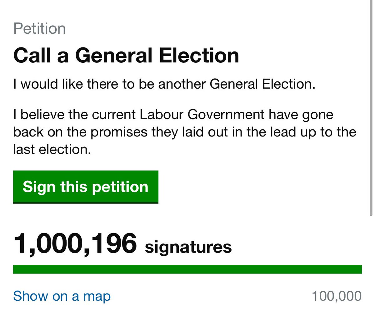 BREAKING: The “Call a General Election” petition has surged past 1 million signatures.

The British people are speaking loud and clear—we demand change.