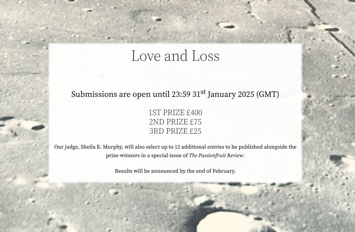 Submissions are now open for 'Love and Loss', our winter poetry contest. 

For more details, including how to submit, see our website (link in bio)

Spread the news!
