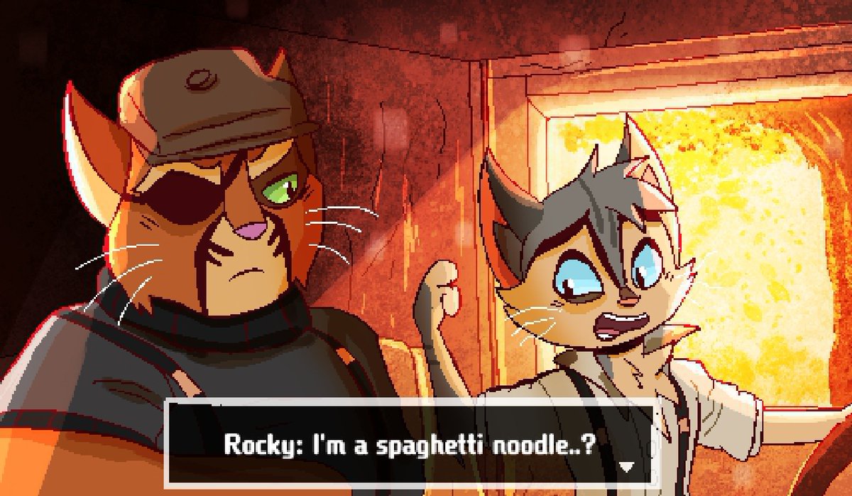Han00my's tweet photo. Pixel Fanart of the Lackadaisy full episode preview "Spaghetti Noodle". Always nice to see scenes from the webcomic now fully animated!

#lackadaisy #LackadaisyCats #lackadaisyfanart #fanart #pixelart https://t.co/DWBe0mxoi9