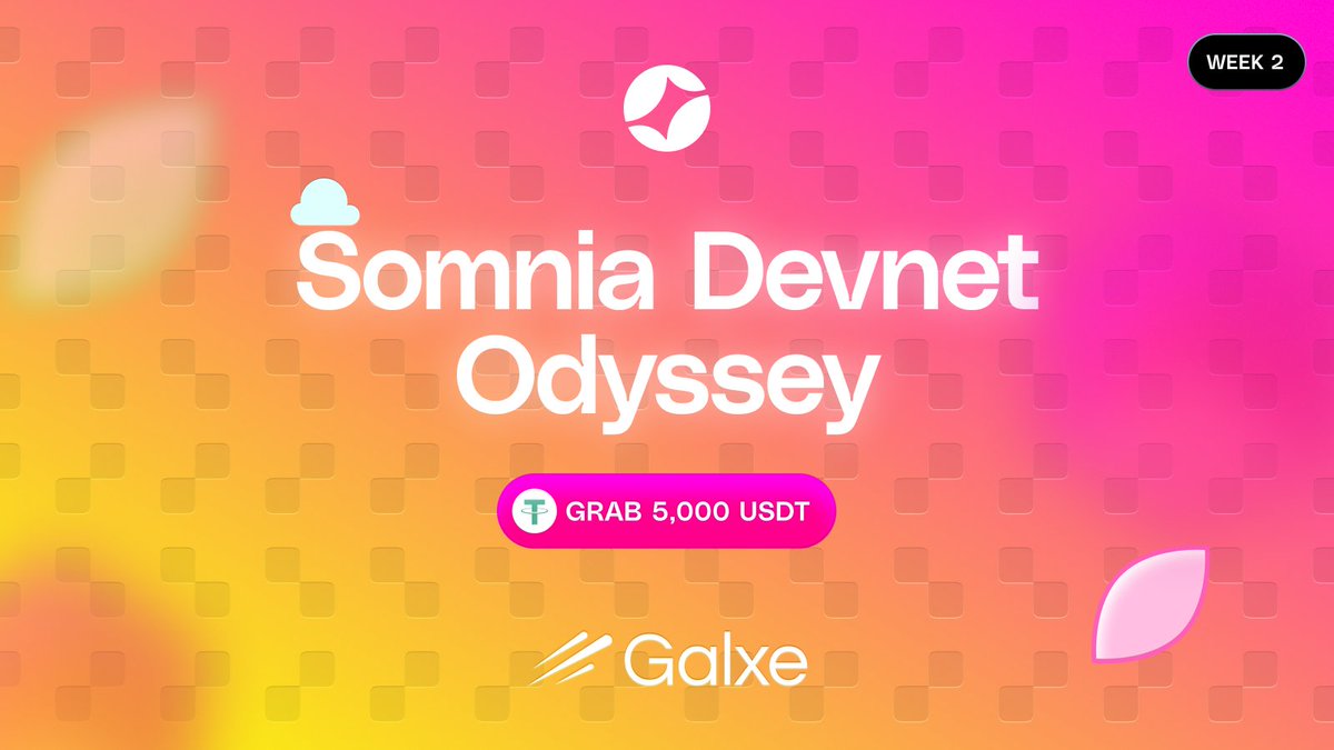 It’s week 2 for the Somnia Odyssey on <a href="/Galxe/">Galxe</a>. You don’t want to miss exploring Somnia in the Devnet phase and sharing in 5000 USDT!

 👉 app.galxe.com/quest/somnia/G…

Lets bring the entire worlds’ data fully onchain