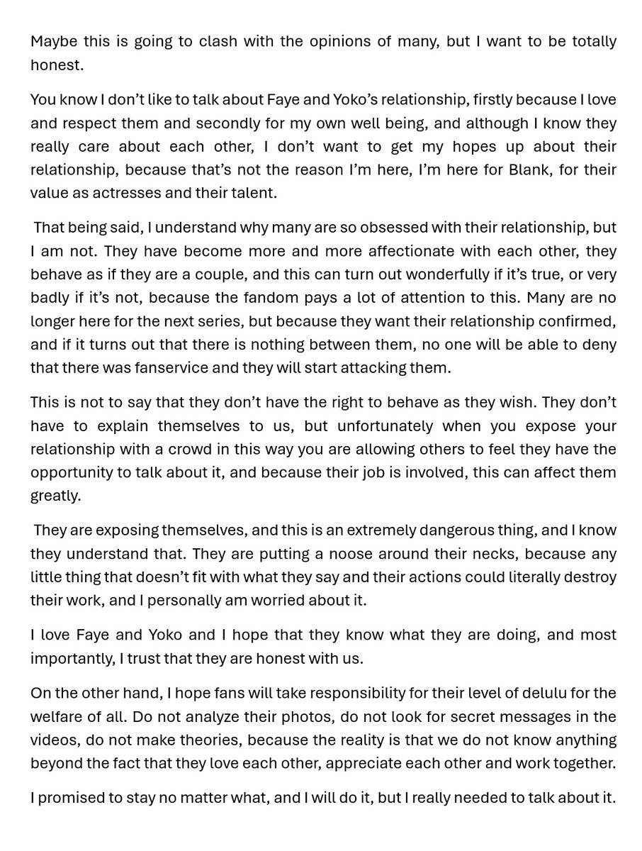 FrangosK27367's tweet image. You know that I love and respect Faye and Yoko and I wasn&apos;t sure about posting this. When I see them being so clingy with each other it makes me happy but at the same time it makes me think about what could go wrong, I tend to be more rational than sentimental with this.