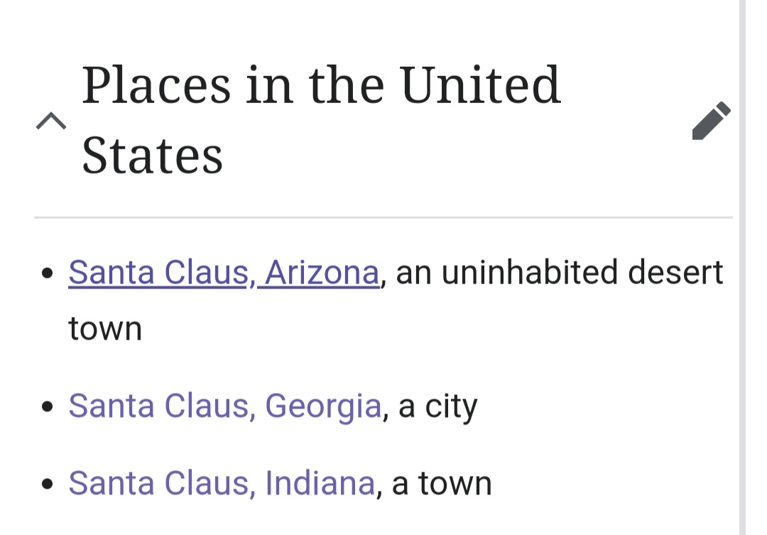 *KHRISTMAS FAKT KLAXON*

There are three towns in the US called Santa Claus.