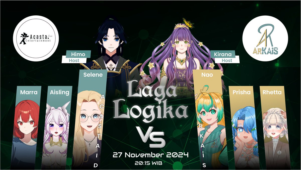 Siapakah yang akan keluar sebagai juara di pertandingan seru Laga Logika antara ARKAiS dan AcastaID? Saksikan keseruannya bersama host Himo &amp; Kirana pada:

🗓️ 27 November 2024
🕗 20:15 WIB
📺 Tonton di sini: youtube.com/watch?v=8xFKDN…

#AcastaID #ARKAiS #Vtuber #VtuberIndonesia