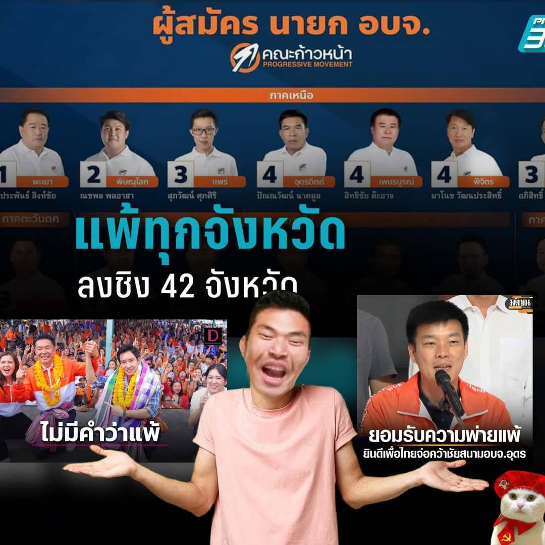 Juahua_Headline's tweet photo. ส้มแพ้ทุกจังหวัด !!

#พรรคประชาชน  #เลือกตั้งนายกอบจอุดร  #เลือกตั้งนายกอบจอุดร  #จั่วหัว https://t.co/tHw9uDrhAS