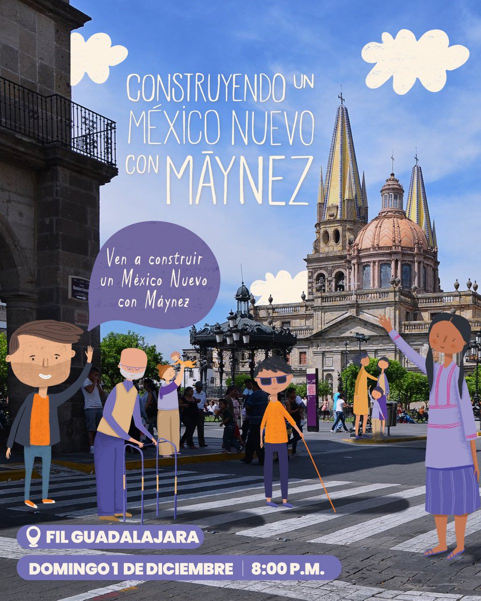 AlvarezMaynez's tweet photo. ¡Tengo una gran sorpresa para las personas más importantes de México!

Este domingo estaré en la @FILGuadalajara presentando el libro "Construyendo un México Nuevo con Máynez", un proyecto dedicado a las niñas, los niños y a quienes queremos un mejor país para ellos. 🇲🇽

¡Ahí nos vemos! 
¡Niñas y niños bienvenidos! 🚀⚽️🪄