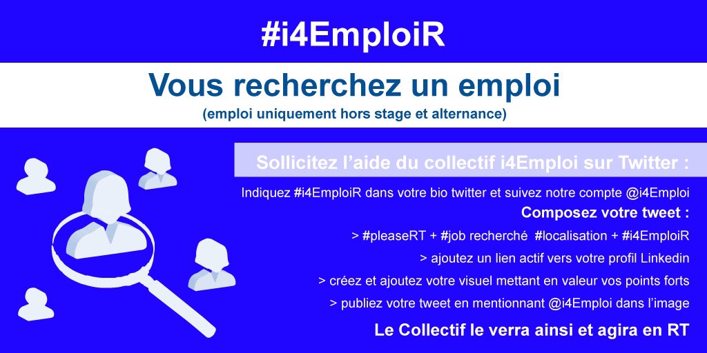 Talent en recherche de job ? 
notre collectif bénévole t’aide à booster ta visibilité 🚀

1️⃣ Inscris #i4EmploiR dans ta bio✍️
2️⃣ Découvre les pré-requis ici👇
3️⃣ Follow notre compte🙏
4️⃣ Oublie mail et tel😉
5️⃣ Visuel &amp; lien Linkedin ➕
6️⃣ Go 🚀