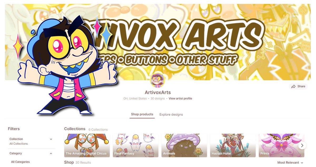 ArtivoxArts's tweet image. If you&apos;re looking for some bright and shiny art, I&apos;ve got a Redbubble now!

- Stickers, buttons, and other stuff!
- Original art and fan art!
- Old art and new art! 
- This is a cry for help!

✨LINK: redbubble.com/people/Artivox…✨