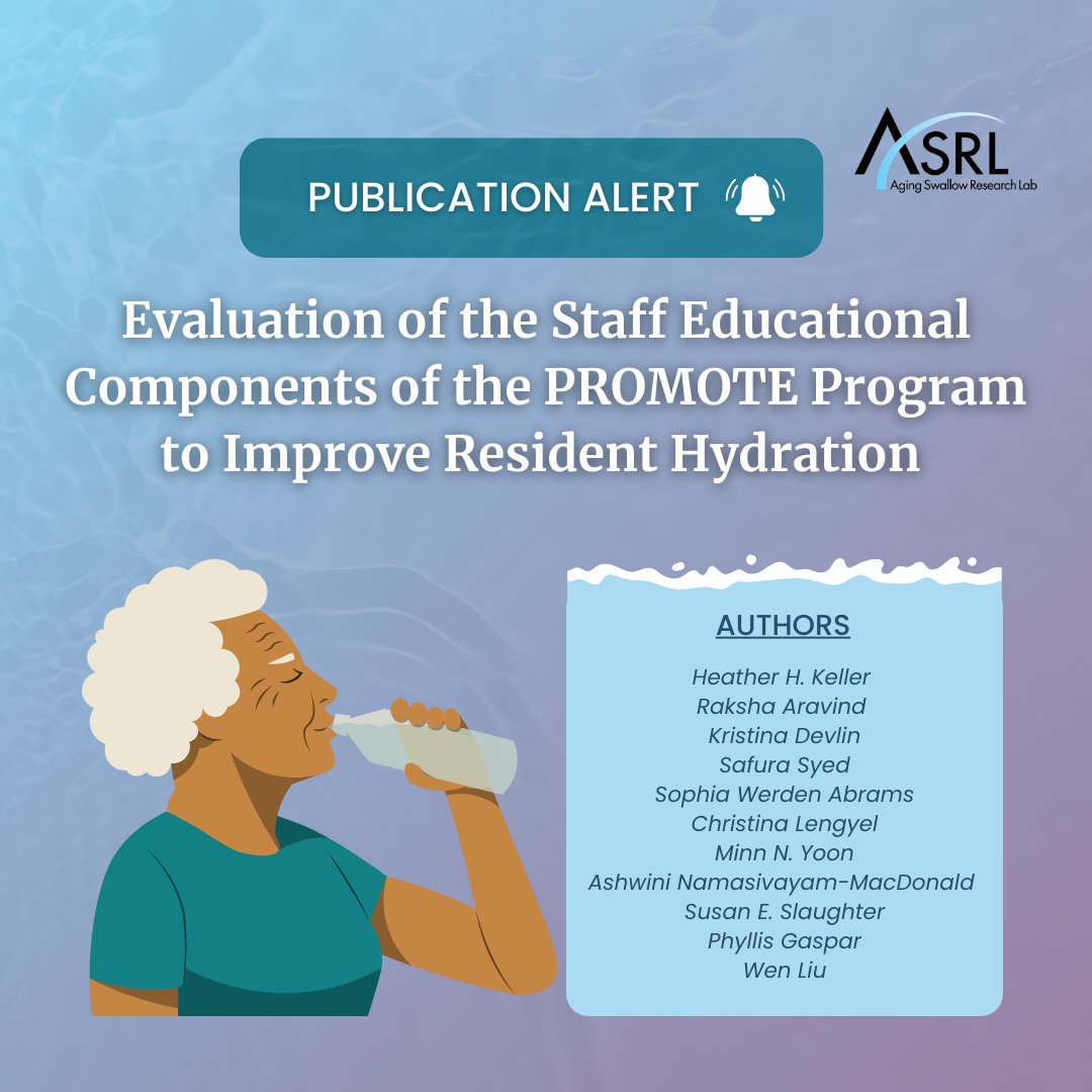 Publication Alert! 🔔This study explores the effects of the PROMOTE program’s educational components on enhancing care home staff's knowledge, confidence, and intention to use PROMOTE strategies to support residents' fluid intake between meals.