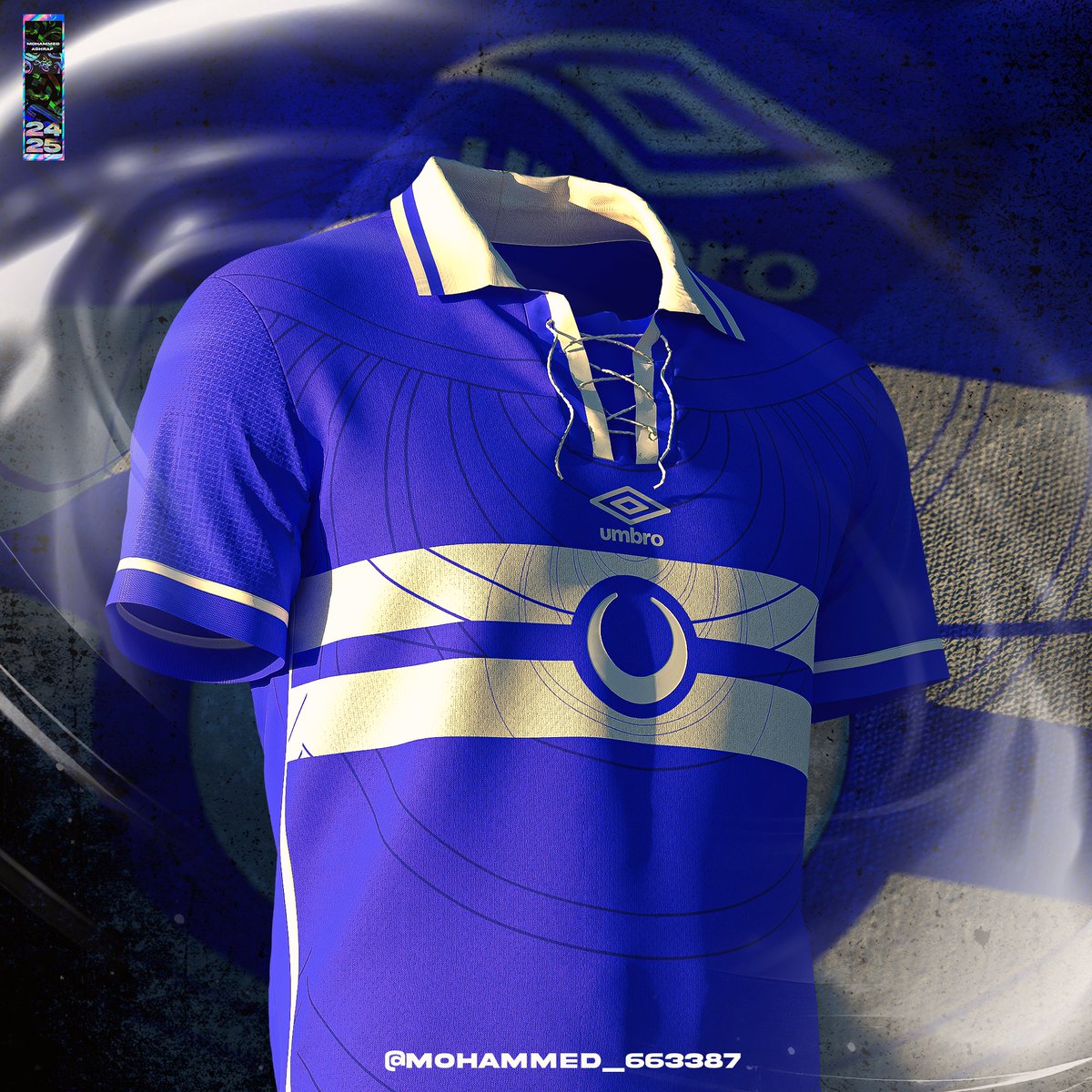MOASHGFX's tweet photo. رسمي 
��قدم لكم تصميمي للطقم الأساسي لنادي الهلال السوداني بمناسبة دوري أبطال أفريقيا 
بين أضواء دوري أبطال إفريقيا، ووسط حماس جماهير الهلال السوداني، وُلد تصميم استثنائي للطقم الأساسي، يحمل في طياته عبق المجد وروعة الفن. كان القميص أشبه بلوحة تروي حكاية النادي، مستوحى من شكل الهلال الذي يزين شعاره، منسوجًا كنمط فني ينساب برشاقة عبر القماش، ليجمع بين الأصالة والتجديد في تناغم ساحر.
وفي نهاية الطقم ر، كُتب اسم الأسطورة "فوزي الأسد"، وكأنما نُقشت ذاكرته بيد التاريخ على درع الكتيبة الزرقاء. لم يكن هذا الطقم مجرد زي يرتديه اللاعبون، بل كان رمزًا للفخر والانتماء، يحفز الأرواح ويُشعل الحماسة، ليُذكر الجميع بأن الهلال لا يعبر عن ماضٍ عظيم فحسب، بل يحمل أحلامًا لا تنتهي، وطموحات تمتد لعنان السماء