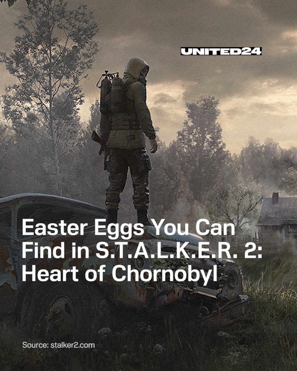 United24media's tweet image. A few days ago, many gamers around the world dove deep into the dangerous but beautiful world of the Ukrainian game STALKER 2: Heart of Chornobyl.

Here are some Easter Eggs you might find there.

(1/11)