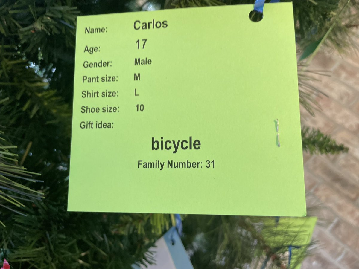 GoodEggFund's tweet photo. Ok Good Eggs, it’s “take a tag” season &amp; teenage boys usually get the short end of the stick for these. Can we, as Good Eggs, adopt Carlos? We’d like to get him a nice bike &amp; cycling clothes (requested on a separate tag). Care to chip in? https://t.co/wgomHM5R1x (note: Carlos) https://t.co/pvbmR96dQT