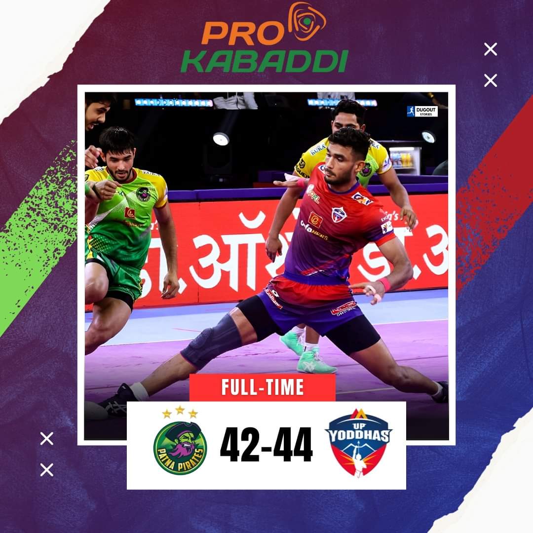 DugoutStories's tweet image. 🚨 𝐅𝐓 | 𝐏𝐀𝐓 𝟒𝟐-𝟒𝟒 𝐔𝐏 

UP Yoddhas 𝒄𝒍𝒊𝒏𝒄𝒉 𝒂 𝒕𝒉𝒓𝒊𝒍𝒍𝒆𝒓 against #PatnaPirates 🔥

🔹𝑺𝒖𝒑𝒆𝒓 🔟s for #DevankDalal &amp;amp; #Ayan😍