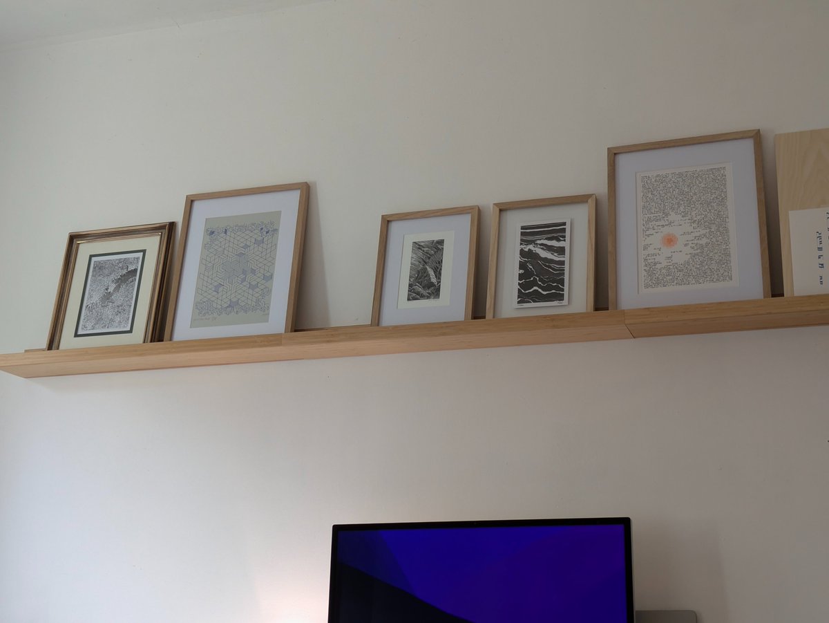 pircasa's tweet image. I'm missing a point with digital art, but i like these works in tangible forms. Maybe also for the inspirational value of having original works nearby. Thanks #plottertwitter artists !
