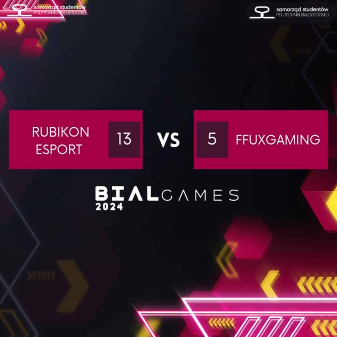 BialGames2024's tweet photo. Kolejny mecz za nami! Rubikon Esport zwycięża z FfuxGaming 13:5! https://t.co/njcZ1h7uHR