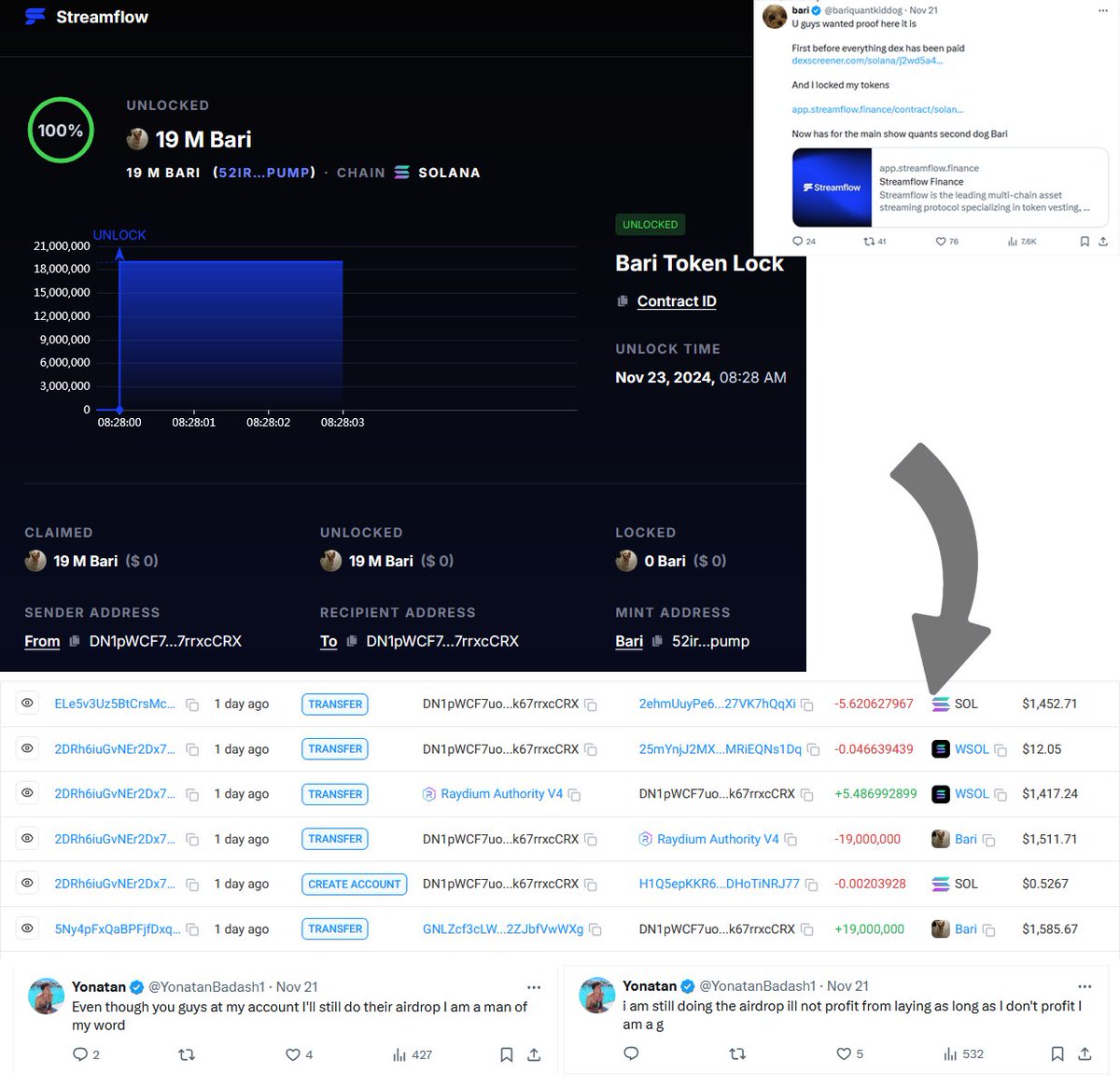 NEW BARI UPDATE 🚨

I just found this in the $bari tg chat

the dev <a href="/YonatanBadash1/">Yonatan</a> clearly mentioned in his video that "it's not about the money" which is why the tokens will airdropped to loyal holders, according to him

ofcourse, it didnt happen so

this is crazy

one moment