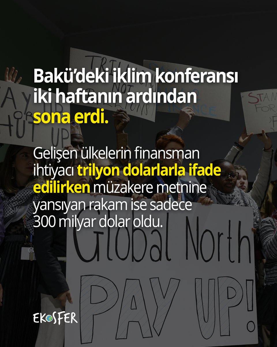 "Azerbaycan’da iklim müzakereleri kötü bir sonuçla bitti. COP 29’un başarısız olmasının ardında yatan nedenleri uzun bir liste halinde sıralayabiliriz."

Yazının tamamı ve detaylı COP29 güncellemeleri için tıkla >> ekosfer.org/cop29